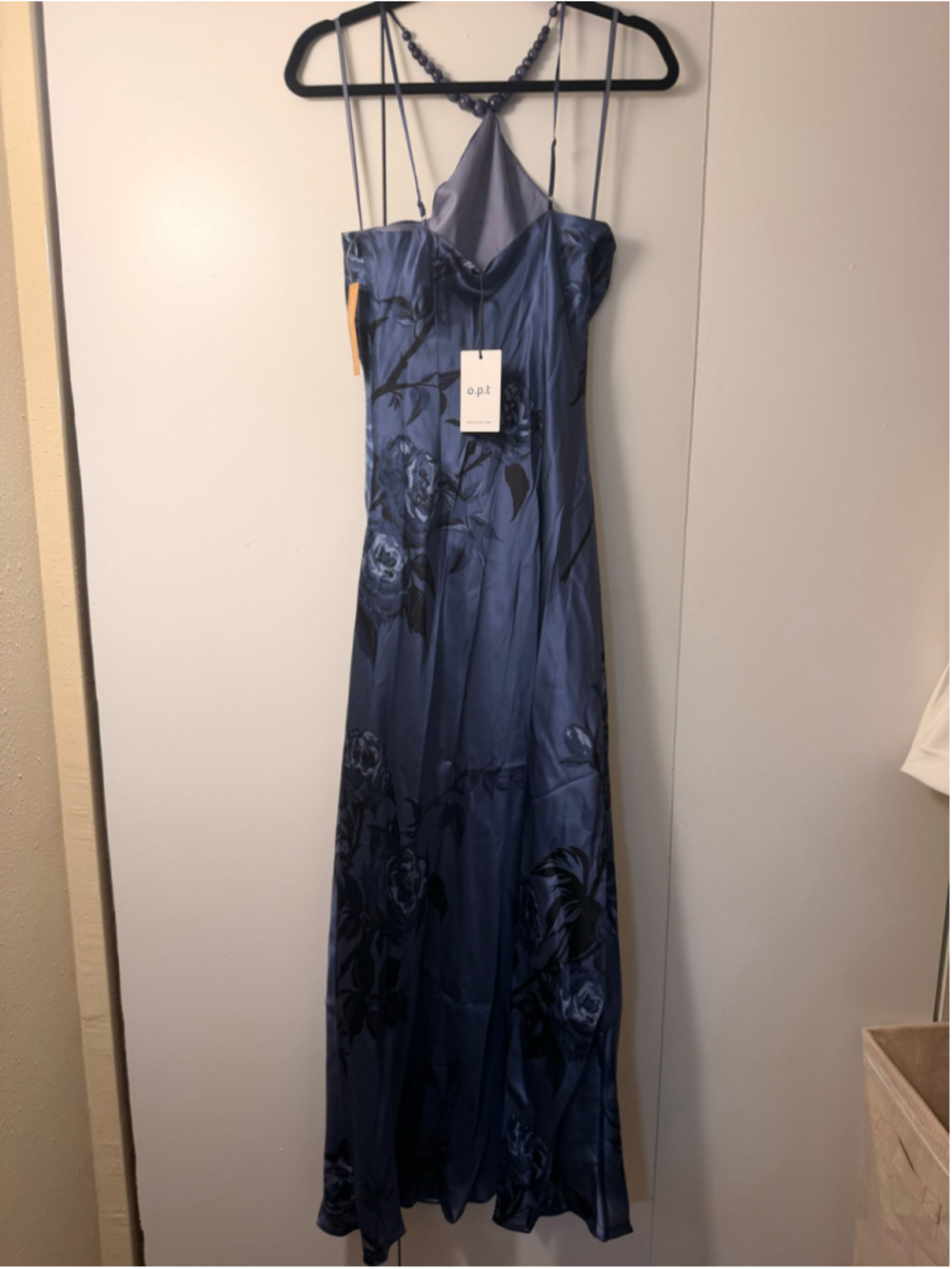 Women's O.p.t Floral Maxi Dress Size 4 Blue and Black - Picture 9 of 11